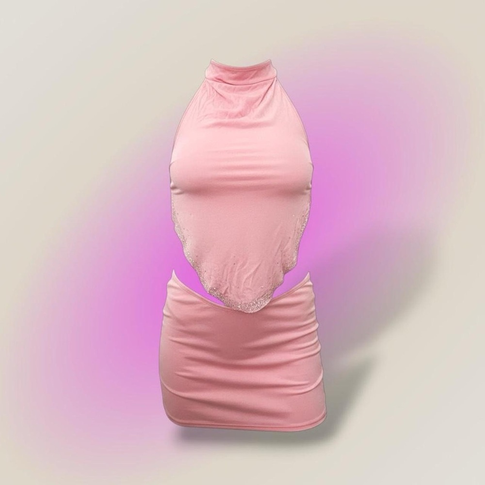 Pink Halter/Mini Skirt 2 piece set